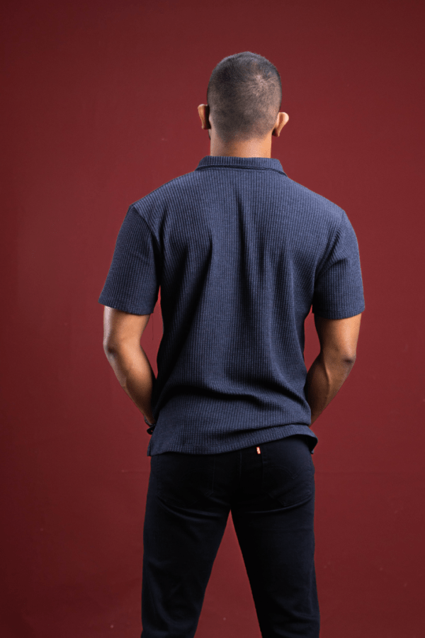 Midnight Knitted Men's Polo T-shirt - Image 2