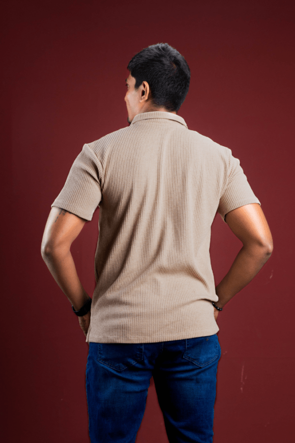 Desert Knitted Men's Polo T-shirt - Image 4